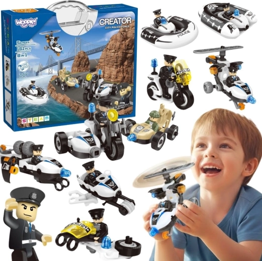 Kit de construction Woopie véhicules de police 8 en 1