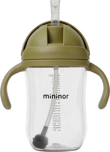 Biberon/gourde Mininor avec paille Tritan 330 ml moss green