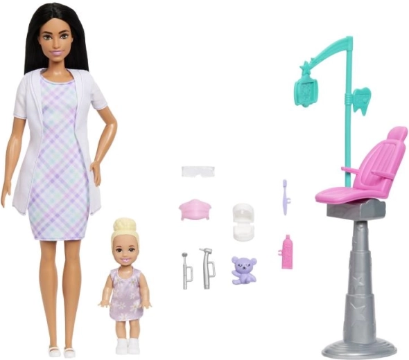Barbie set de jeu dentiste – poupée brune