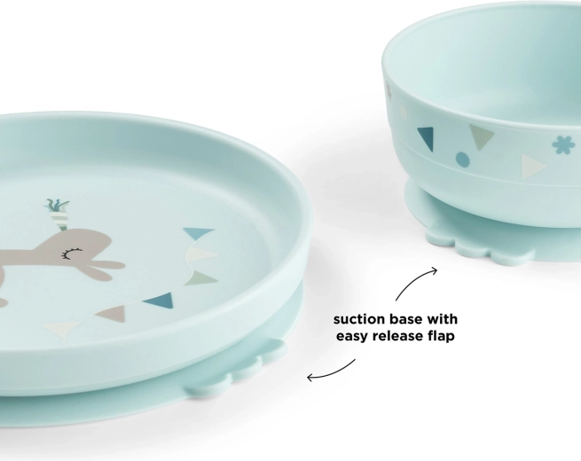 Done by Deer set de repas Foodie avec ventouse Celebration bleu