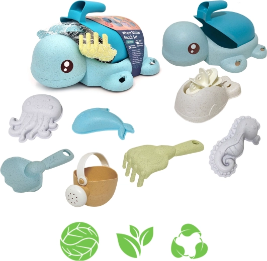 Woopie Green ensemble pour enfants sable et bain Tortue 8 pcs en matériau biodégradable