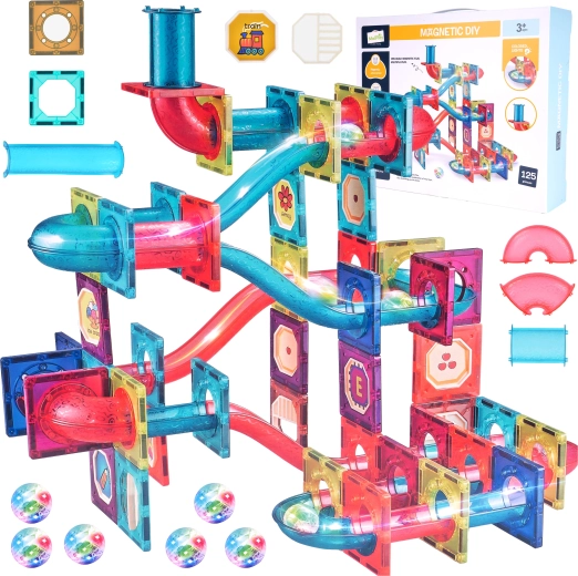 Jeu de construction magnétique 3D 125 pièces avec lumière