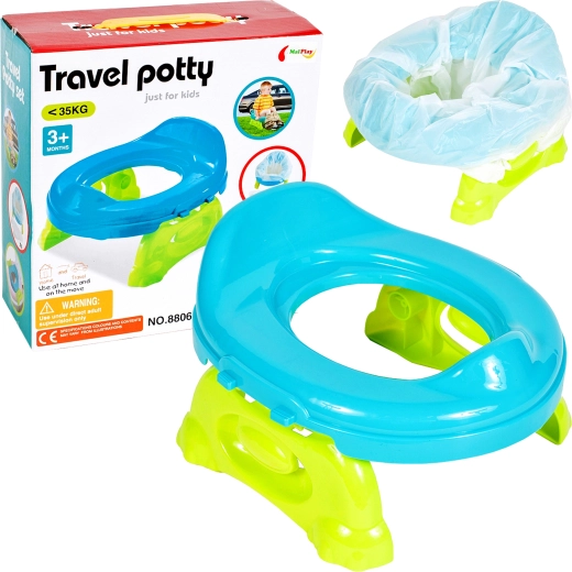 Pot de voyage pour enfants avec sacs jetables, bleu