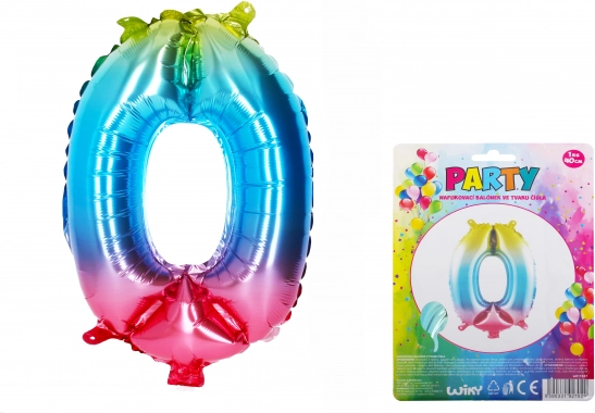 Ballon arc-en-ciel chiffre 0 – 40 cm