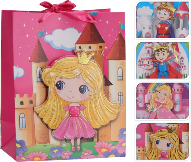 Sac cadeau 3D pour enfants 23 × 18 × 10 cm, assortiment de décors