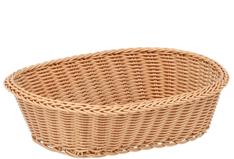 Panier ovale pour pain en rotin plastique 32 × 24 × 8,5 cm