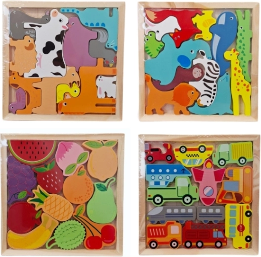 Puzzle d’encastrement en bois avec motifs colorés - 1 pièce