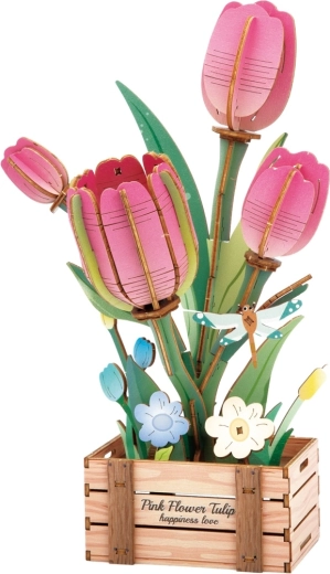 2Kids Toys puzzle 3D en bois tulipe rose