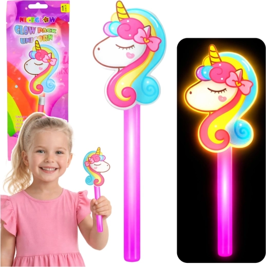 Baguette magique lumineuse avec licorne néon 25 cm