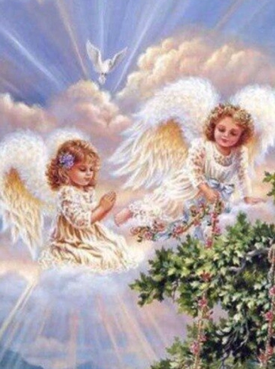 Peinture diamant – deux anges dans le ciel 30 × 40 cm