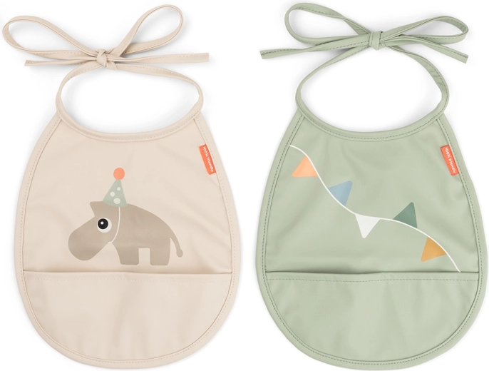 Bavoirs à poche Done by Deer Tiny Celebration sable – 2 pièces