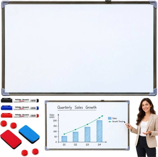 Tableau magnétique effaçable avec accessoires 90 × 60 cm
