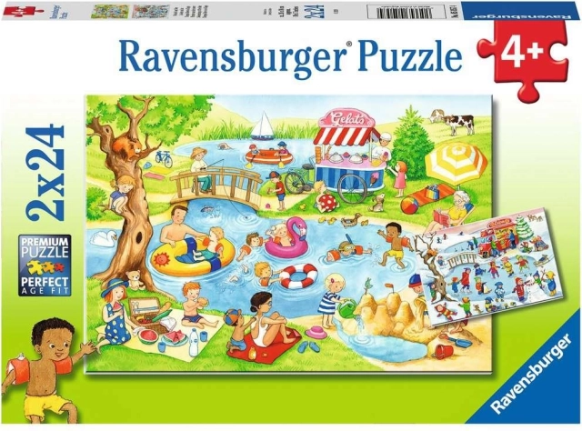 Ravensburger puzzle Amusement au bord de l’étang 2×24 pièces