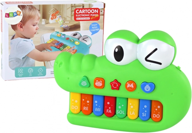 Petit piano éducatif crocodile, vert, lumières et sons