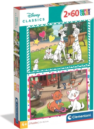 Puzzle CLEMENTONI Disney : Les 101 Dalmatiens et Les Aristochats 2×60 pièces