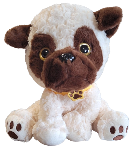 Chien en peluche assis avec collier 30 cm