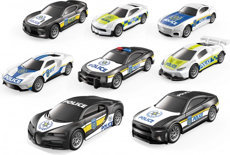 Voiture de police à rétrofriction, lot de 4 pièces