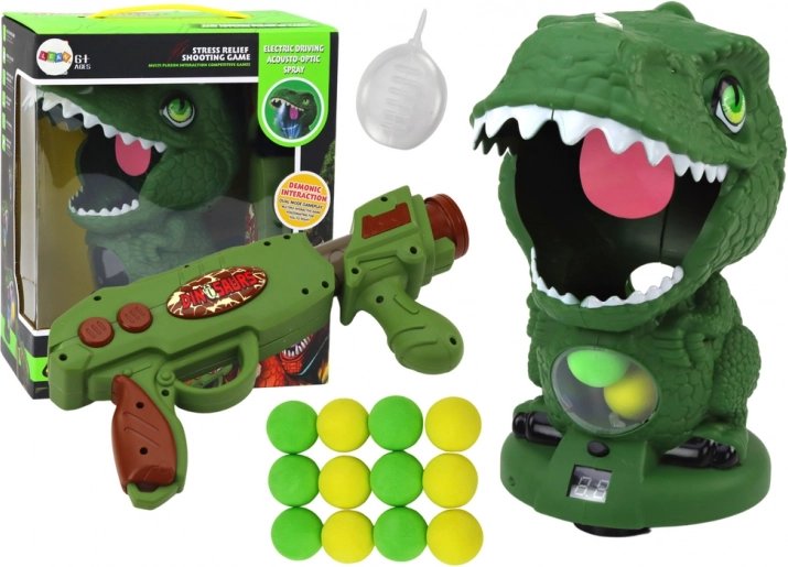 Jeu de tir dinosaure avec pistolet vert et balles