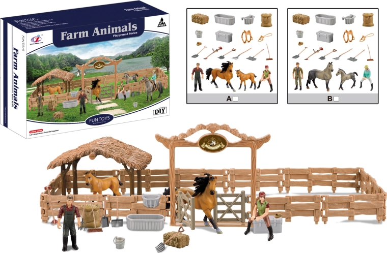 Grande enclos pour chevaux avec cavalier – animaux de la ferme