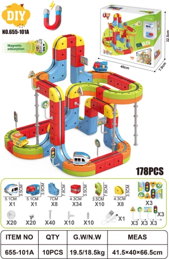 Circuit antigravitationnel magnétique coloré avec trains – 178 pièces