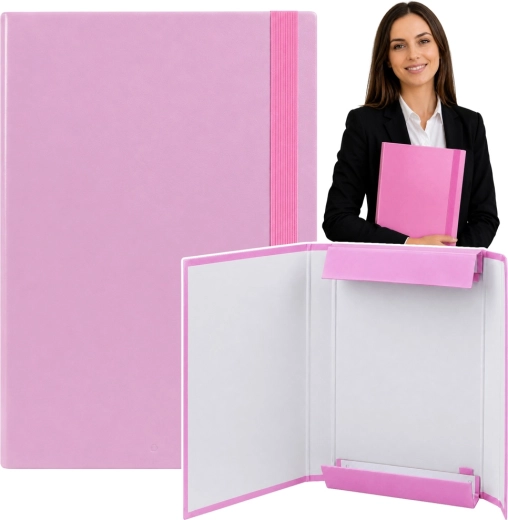 Chemise à rabats rose pour documents A4 avec élastique, rigide (34,5 cm) - 1 pièce