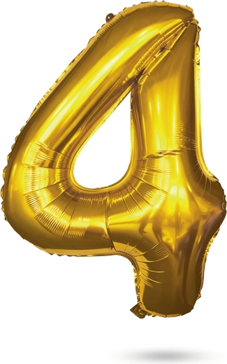 Ballon en aluminium doré en forme de chiffre 4, 80 cm