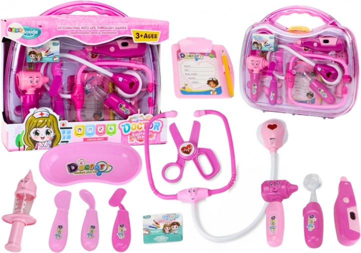 Set de médecin pour petits docteurs dans une mallette – rose, avec lumières et sons