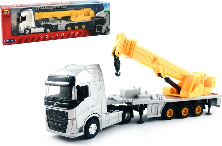 Welly camion 1:64 Volvo tracteur avec semi‑remorque et grue