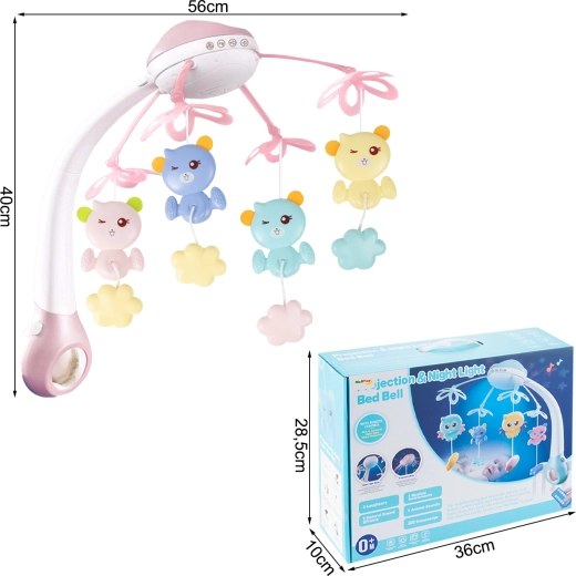 Mobile de lit avec projecteur et télécommande, 500 mélodies