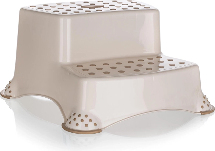 Tabouret antidérapant à deux marches crème 40 × 37 × 21 cm