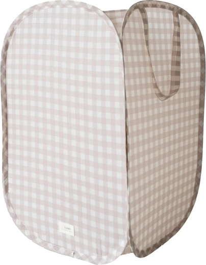 Panier de rangement pliable 3 Sprouts recycled gingham beige