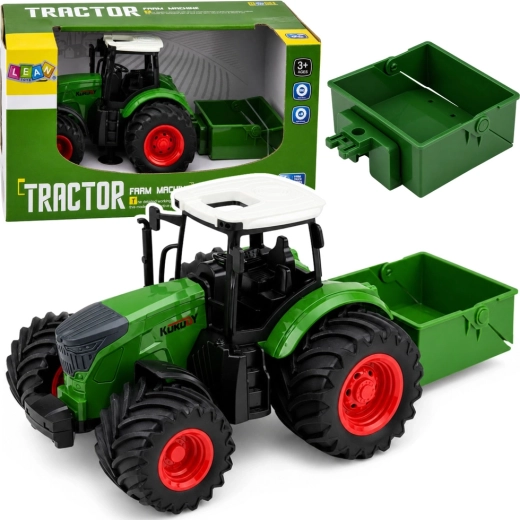 Tracteur agricole avec épandeur d’engrais 1:24, vert, roues en caoutchouc