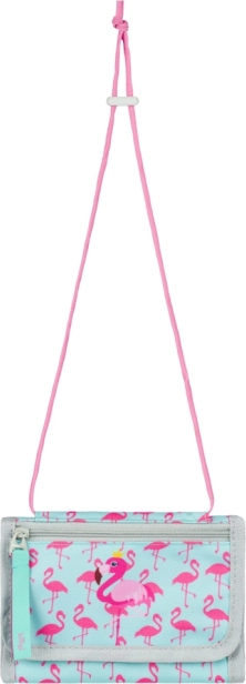 Porte-monnaie à porter autour du cou avec motif flamants roses