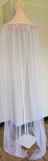 Ciel de lit EKO pour lit bébé en mousseline et tulle, Powder Rose, 250 × 300 cm