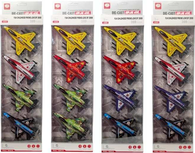 Avions militaires en métal – lot de 4 pièces avec mécanisme pull-back