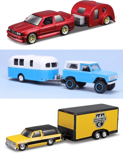 Maisto Design Tow & Go modèle de voiture avec remorque 1:64