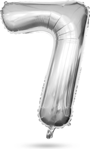 Ballon en aluminium argenté en forme de chiffre 7, 40 pouces