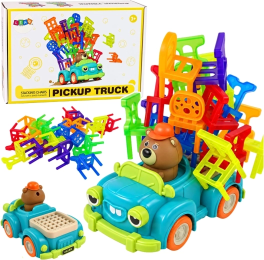 Jeu familial des chaises qui tombent avec une petite voiture mobile