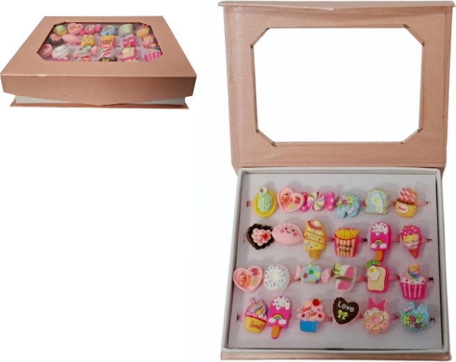 Set de bagues pour enfants avec friandises colorées