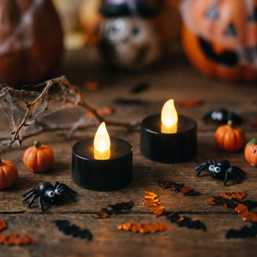 Bougies chauffe-plat LED Halloween noires, 2 pièces