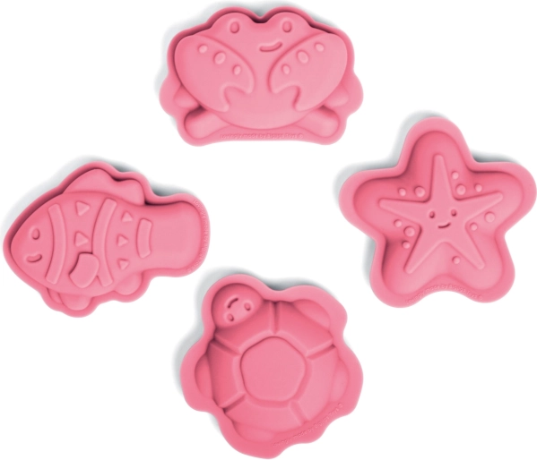 Bigjigs Toys moules en silicone pour le sable – formes marines roses