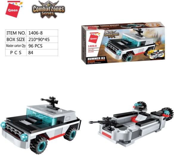 Qman porte-avions auto Hummer H3 2en1 jeu de construction (84 pièces)