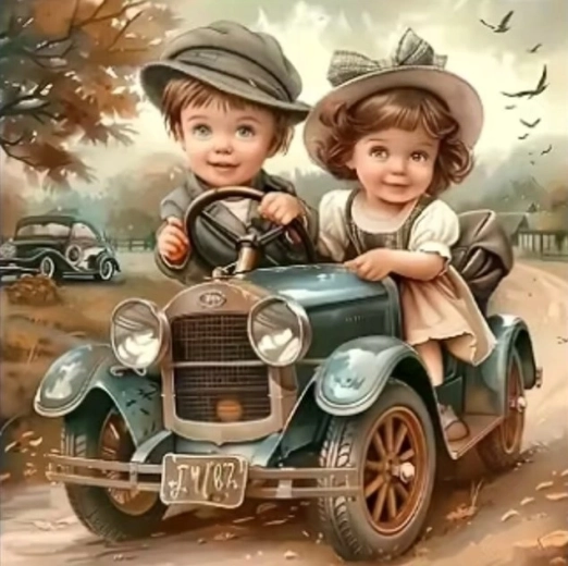 Norimpex Peinture par numéros Enfants en voiture 40 × 50 cm