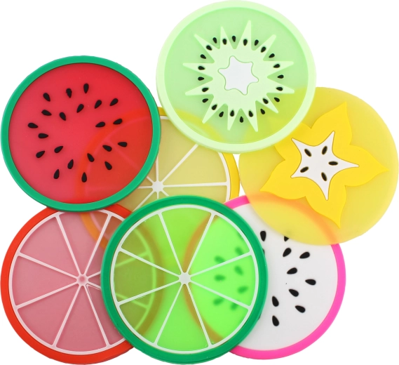 Sous-verre à motif fruité 8,5 × 8,5 cm PVC