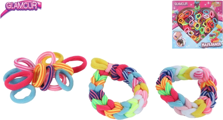 Ensemble Glamour d’élastiques pour cheveux – 150 pièces colorées