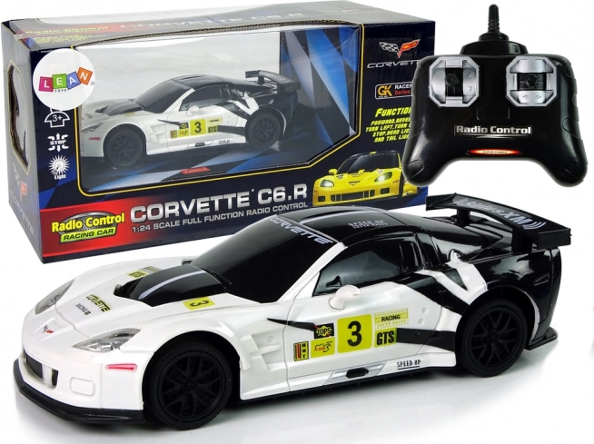 Voiture de course R/C 1:24 Corvette C6.R blanche avec phares