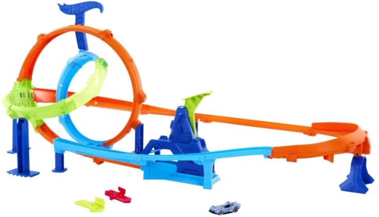 Hot Wheels Stunt Tracks démarrage rapide Cyclone – piste de course à double boucle