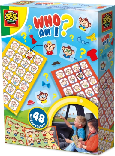 Jeu de voyage Devine qui je suis ? avec autocollants pour fenêtre