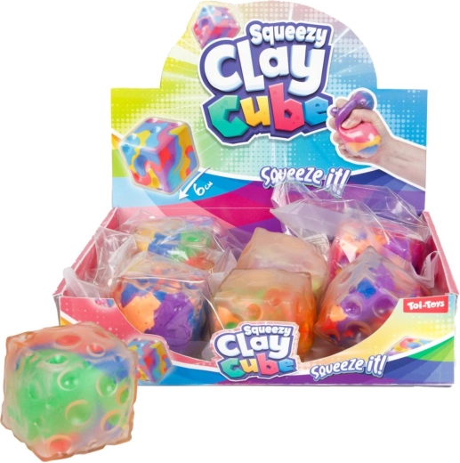 Cube anti-stress à presser 6 cm, assortiment de couleurs
