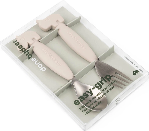 Done by Deer set de cuillère et fourchette pour enfants Easy-grip Deer friends sable